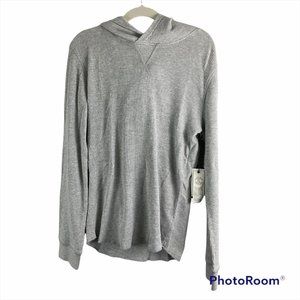 NWT TREASURE + BOND Grey Waffle Hooded Long Sleeve Shirt (M)